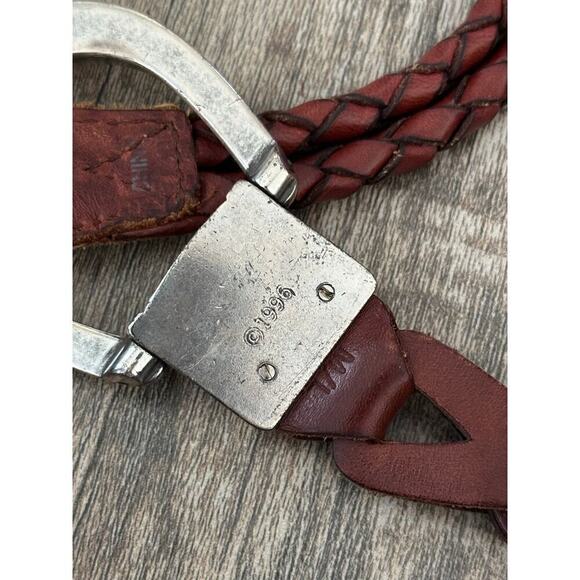 Vintage Brighton Women\'s Brown Woven braided western Leather Etched Metal Belt main image 8